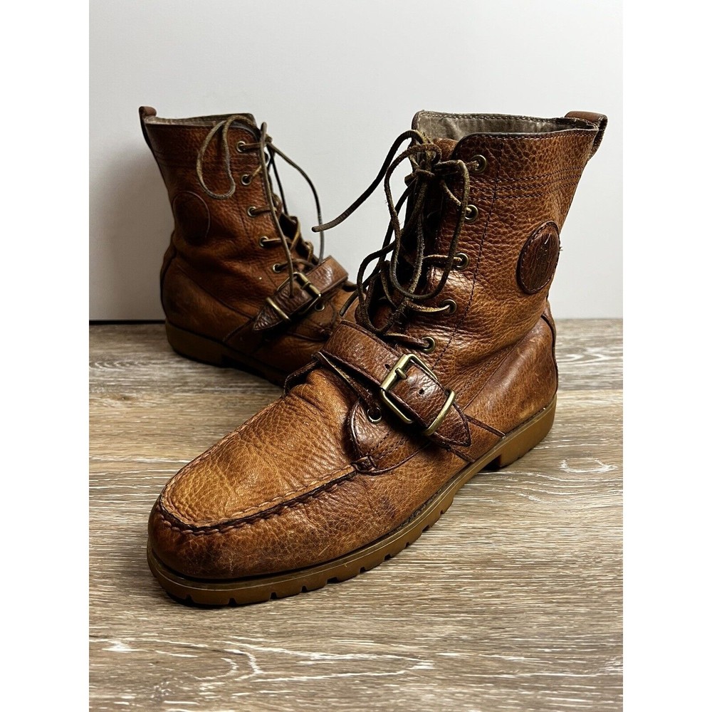 Vintage Polo By Ralph Lauren Brown Leather Ranger Boots Mens Size 9 D